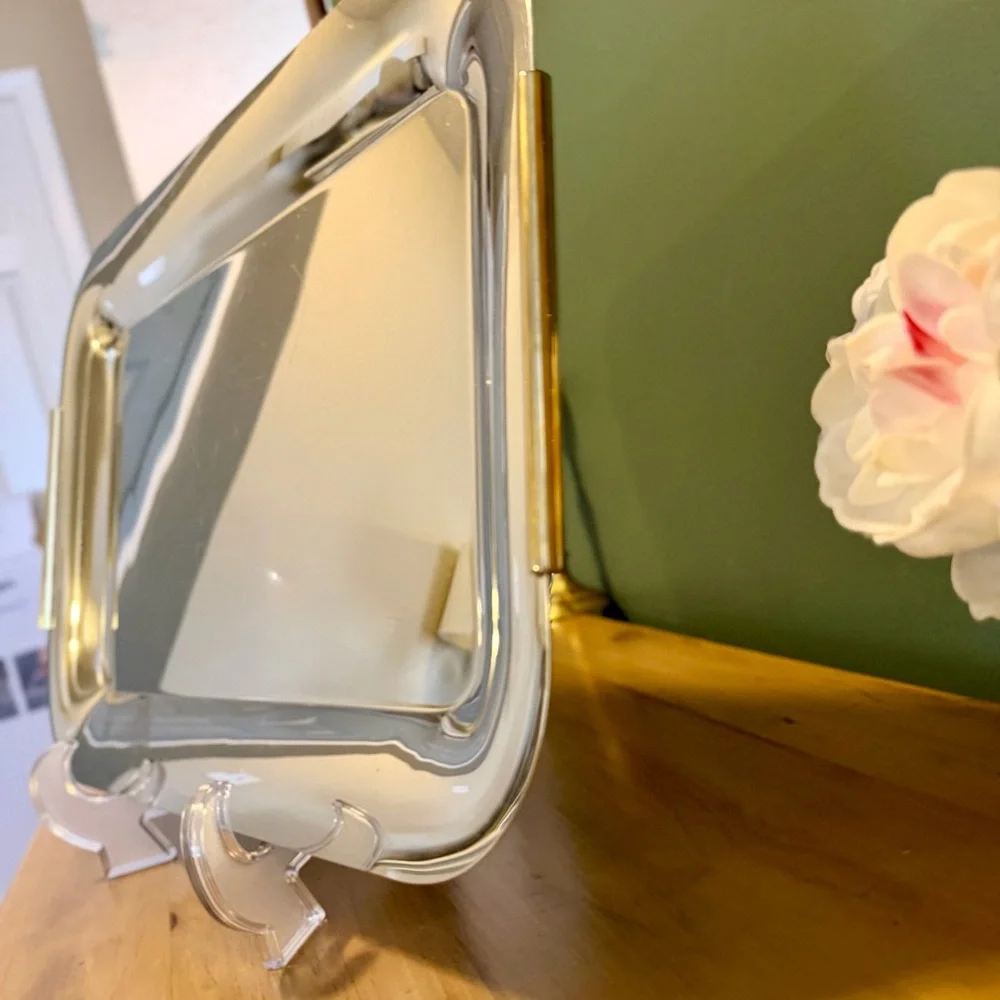 Vintage SUMMIT 18/10 Stainless Steel Tray with Gold Plated Handles Made in Italy
